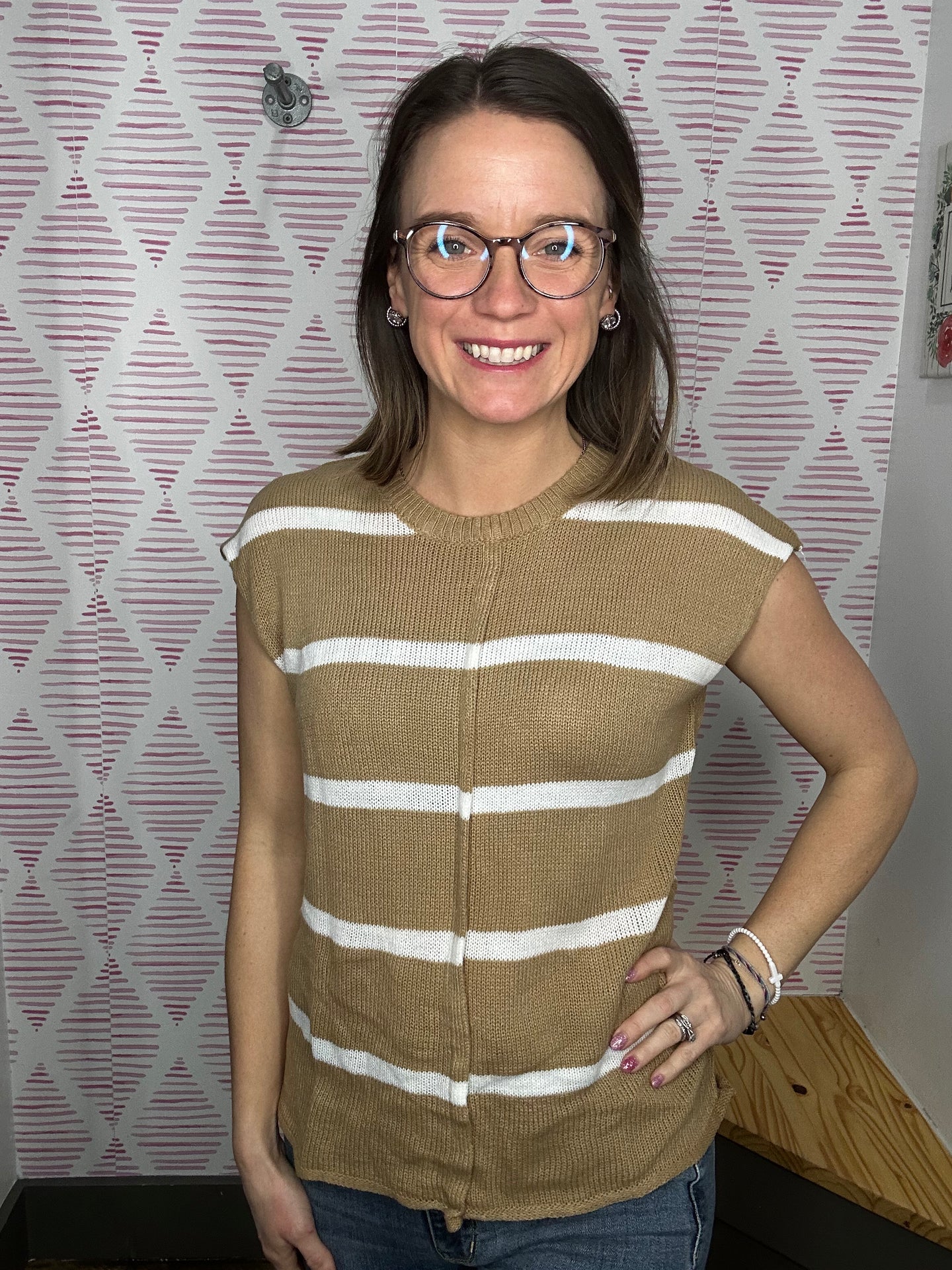 Khaki Striped Sweater